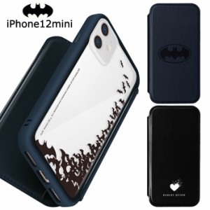 iPhone12mini バットマン ガラスフリップケース 手帳型ケース 手帳型 クリア クリアケース 透明 ガラスケース カード収納 キャラクター 