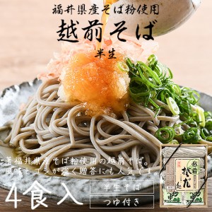 そば 蕎麦 越前そば 4食入り 半生 つゆ付き 福井 お土産 ギフト 母の日 父の日 贈答