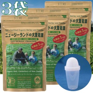 【ポイント5倍！シェイカー付き！3袋セット】ソーキ 乳酸菌入りニュージーランドの大麦若葉 225g 青汁 有機JAS ティムさん 食物繊維 葉酸