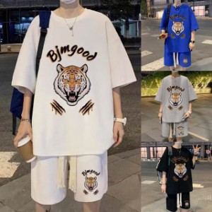 スポーツウェア メンズ セットアップ 夏 ジャージ 男 メンズtシャツ 半ズボン 2点セット tシャツセット メンズ カジュアルウェア ゆった