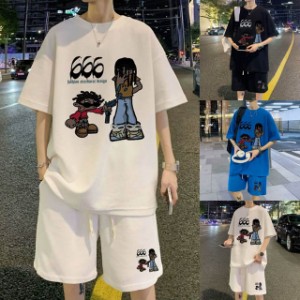 スポーツウェア メンズ セットアップ 夏 ジャージ 男 メンズtシャツ 半ズボン 2点セット tシャツセット メンズ カジュアルウェア ゆった