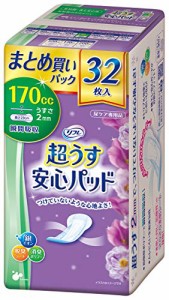 リフレ 超うす 安心パッド まとめ買いパック 失禁 尿モレ 尿漏れシート 薄型 吸収 消臭 170cc 32枚入