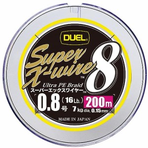 DUEL デュエル PEライン 釣り糸 スーパーエックスワイヤー8  ライン 釣りライン 釣具 高強度 高感度  0.8号 200m 5色/イエ