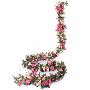 Kindness バラ ガーランド 2.5m 1本入 造花 インテリア フラワー シルク 壁掛け 枯れない花 藤の花 薔薇 観葉植物 デコレーシ