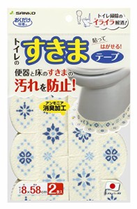 Sanko トイレ 便器すきまテープ ずれない 貼るだけ 汚れ防止 本製 消臭 洗える おくだけ吸着 モロッイル ブルー 2枚 8×長さ58cm