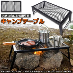 アウトドアテーブル キャンプ テーブル 焚き火テーブル 55×30cm 折りたたみ フィールドラック キャンプ用品 フルメッシュミニテーブル 