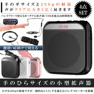 拡声器 ポータブル ハンズフリー ヘッドセット 小型拡声 システム マイク 付 スピーカー 音楽再生 USB microSD 対応 イベント 会議 屋外 