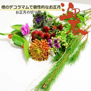 2024 辰 正月花 花 花束 切り花 生花 お正月 橙 デコラマム 菊 枝若松 松 菊 自宅 誕生日 送料無料 正月 切花 お正月花 お正月に飾る花 