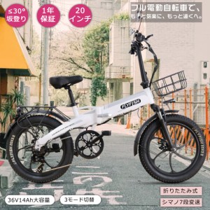 公道走行可能 電動自転車 電動バイク マウンテンバイク シマノ7段変速 極太タイヤ20×3.0 ファットバイク 500Ｗモーター ミニベロ 電動自