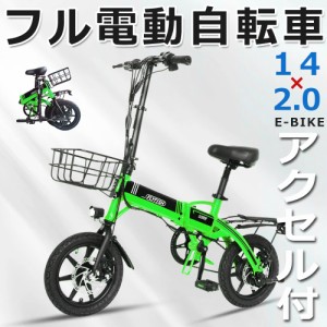 eバイク 折りたたみ自転車 電動アシスト自転車 14インチ グリーン 350W モーター アシスト5段階 36V8Ahバッテリー 14インチ 小径車 ミニ