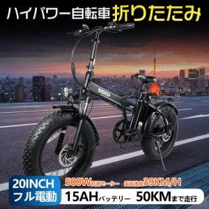 公道走行不可 ファットバイク FAT BIKE 20インチ×4.0 極太タイヤ 電動アシスト自転車 電動自転車 ebike eバイク 48v 500W 15AH大容量バ