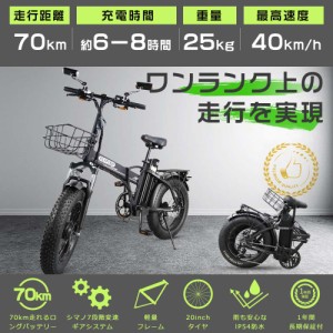 E-BIKE 電動自転車 アクセル付き 折りたたみ自転車 コンパクト 電動自転車 FATBIKE LEDライト付き 時速40キロ 500W ファットバイク アク