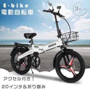 イーバイク 20インチ 折り畳み 式電動自転車 E-BIKE 電動ファットバイク アクセル付き フル電動自転車 折りたたみ マウンテンバイク 20ｘ