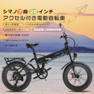 ファットバイク 20インチ アクセル付き フル電動自転車 モペット型 電動 自転車 20インチ 折りたたみ電動自転車 マウンテンバイク スノー