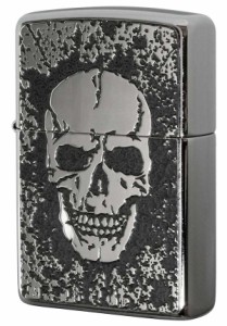 Zippo ジッポライター 200 Flat Bottom Metal Paint Plate 2MPP-Skull GY メール便可