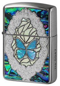 Zippo ジッポライター Butterfly and Rose Antique Nickel BL