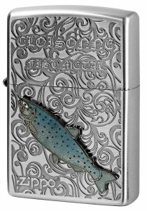 Zippo ジッポライター Vintage Cloisonne fish metal Fresh Water Fish ヴィンテージ 七宝メタル AN-コーホーサーモン メール便可