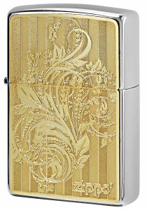 Zippo ジッポライター 200 Metal Gold Plate 真鍮板メタル ゴールドプレート 2MP-アラベスクB GP メール便可