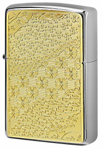 Zippo ジッポライター 200 Metal Gold Plate 真鍮板メタル ゴールドプレート 2MP-桜 GP メール便可