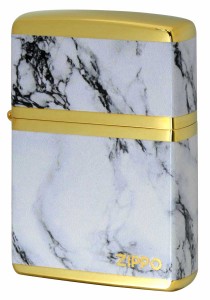 Zippo ジッポライター MARBLE LOGO 大理石調 ホワイトマーブル ロゴ 金メッキ 2G-4WHMZ