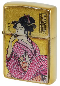 Zippo ジッポライター 浮世絵 金箔エポ 煙を吹く女 メール便可