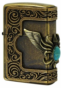 Zippo ジッポライター STONE WING METASL Turquoise ＃200 ブラス古美バレル