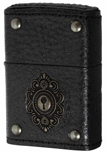 Zippo ジッポライター LEATHER WINDING Keyhole Metal 革巻 キーホールメタル  BK 2-50d ブラック 80072