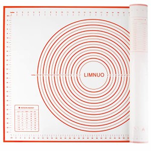 LIMNUO クッキングマット シリコンマット パンマット 製菓マット 目盛り付き 大きいサイズ 食品級シリコーン 滑り止め 製菓道具 (50x