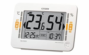 リズム(RHYTHM) シチズン 高精度 デジタル 温湿度計 (電波時計 機能付き) カレンダー 環境目安表示 白 CITIZEN 13.2x1