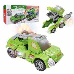 SOONALL 恐竜 変形ロボット おもちゃ 車 恐竜恐竜の車 自動変形 一体型 変形おもちゃ 変身LED車 光音付き おもちゃの車を歌う 子供