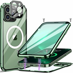 [ネジ固定式+アルミ合金バンパー] MESTRIEV iPhone13 Pro 用 ケース クリア両面強化ガラス[360°全面保護] [一体型レ