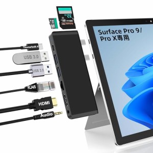 Surface Pro 9 USB ハブ 4K HDMI、USB-C Thunderbolt 4 (8K@30Hz ディスプレイ+40Gデータ+