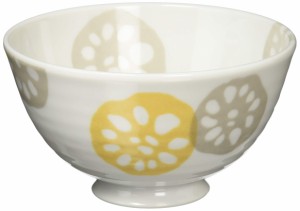 美濃焼 軽量 飯碗 お茶碗 れんこん柄 黄 直径約11.5×高さ6cm 電子レンジ 食洗機対応 日本製 134280