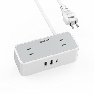 TESSAN 延長コード タイプc付き 2M 電源タップ type c コンセントタップ 4個AC口 １USB-Cポート 2USB-Aポート テ