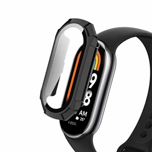 For Xiaomi スマートウォッチ Smart Band 8 ケースカバー ガラスフィルム+PCフレーム 一体型 Xiaomi Smart