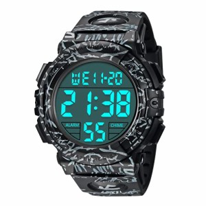 腕時計 メンズ デジタル 50メートル防水 日付 曜日 アラーム LED表示 多機能付き 防水腕時計 デジタル腕時計 スポーツウォッチ おしゃれ