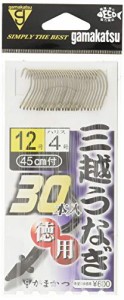 がまかつ(Gamakatsu) うなぎ針 三越うなぎ(糸付 徳用) 12号 ハリス4号 30本 茶 11547