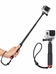 FANTCOO 自撮り棒 Gopro 19インチ ハンドグリップ 防水 調節 アクションカメラ 軽量セルカ棒 折りたたみ29cm 5段階70cm