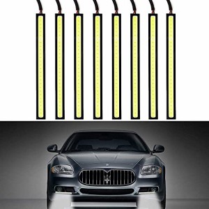 8本入りデイライト カー オートドライビング昼間走行ランプ フォグライト 白 全面発光 LED COB フォグランプ 汎用 デイライト バーライ