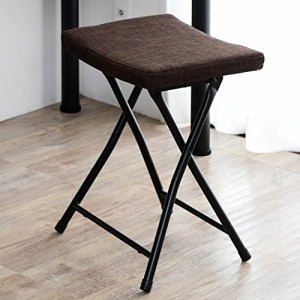 [山善] 折りたたみ椅子 (ワイド) スツール チェア パイプ椅子 幅38×奥行32×高さ50cm 完成品 ダークブラウン YZX-025(DB