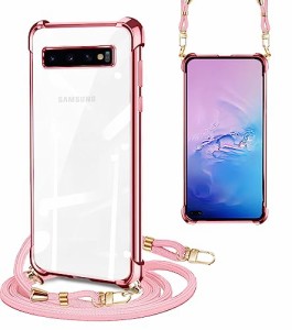 Galaxy S10 ケース クリア ショルダー SC-03L SCV41スマホケース 耐衝撃 ギャラクシーS10 カバー 縄掛けケース 肩掛け