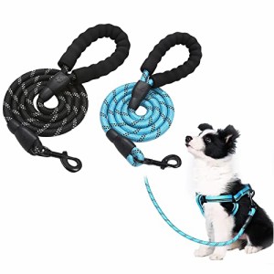 SUSWIM 丈夫な犬用リード ２個セット 155センチ犬用引きヒモ、持ちやすいスポンジ取っ手と目立つ夜光材質採用、中型と大型犬に適用 余分