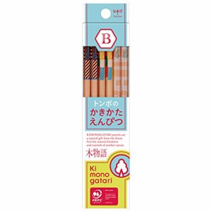 トンボ鉛筆 鉛筆 F木物語 かきかた B 水色柄 1ダース KB-KF01-B