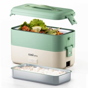 Cosi home 弁当箱炊飯器 最短20分高速炊き 炊飯器 一人暮らし お米おかずを調理 ライスクッカー 空炊き防止機能付き 2段式 グリーン