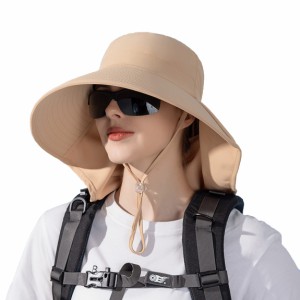 [MonikaSun] 帽子 uvカット つば広 ネックシェード付きハット ネックガード 首まで守る ガーデニング 日除け帽子 撥水 吸汗 速乾