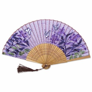 [boshiho] 扇子 女性 夏 竹製 シルク 正絹 綺麗 花柄 レディース おしゃれ 着物 お祭り 花火大会用 和装小物 扇子袋付き