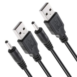 USB 充電ケーブル DCプラグ 直角/外径：4.0φ/ 内径：1.7φ 50cm+100?p 2本セット 5V/3A対応 急速充電 USB(A)