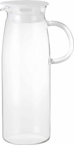 iwaki(イワキ) AGCテクノグラス 耐熱ガラス 麦茶ポット ピッチャー 1.2リットル 丸型 冷水ポット 冷水筒 ジャグ BT2934-W