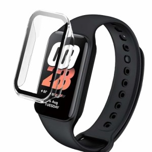 For Xiaomi Band 8 Active 保護フイルム一体型ケース カバー BAOLINTX 全面保護 PCフレーム+強化ガラスフィルム