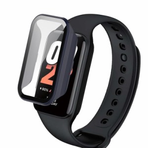 For Xiaomi Smart Band 8 Active ケース カバー BAOLINTX 全面保護 PCフレーム+強化ガラスフィルム 一体